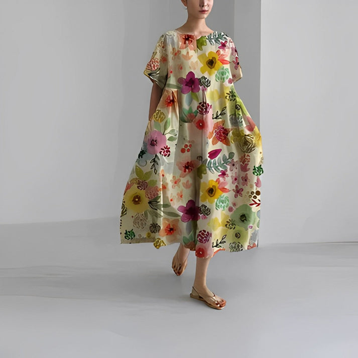 Floral Flowing Spring Dress™ – Mühelose Eleganz für entspannte Frühlingstage