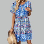 Bohemian Printed Tiered Midi Spring Dress™ – Mühelose Eleganz für den Frühling