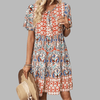 Bohemian Printed Tiered Midi Spring Dress™ – Mühelose Eleganz für den Frühling