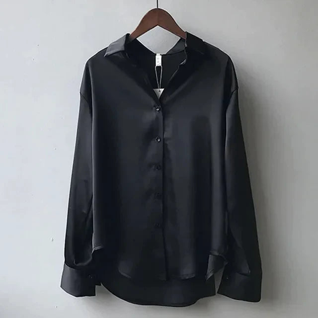 Stella | Women's Long Sleeve Button Down Satin Blouses™ – Zeitlose Eleganz trifft luxuriösen Komfort
