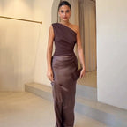 Women's One Shoulder Elegant Satin Evening Maxi Dress™ – Luxuriöse Eleganz für besondere Anlässe