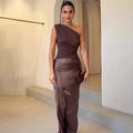 Women's One Shoulder Elegant Satin Evening Maxi Dress™ – Luxuriöse Eleganz für besondere Anlässe
