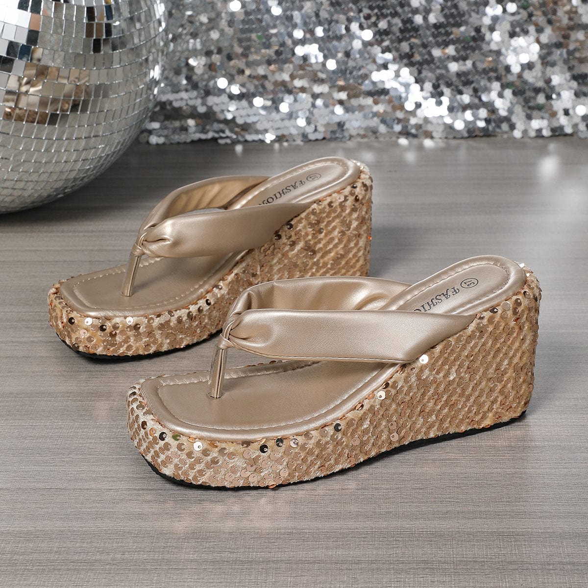 Noa | Women's Platform Flip Flops with Sparkle Sole™ – Stilvolle Höhe mit Glitzer-Effekt