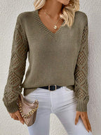 Women's V-Neck Knit Sweater Relaxed Fit Soft Warm Casual Winter Top™ – Kuschelige Wärme trifft auf zeitlose Eleganz