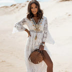Women's Boho V Neck Flowing Long Sleeve Summer Maxi Dress™ – Müheloser Sommer-Eleganz