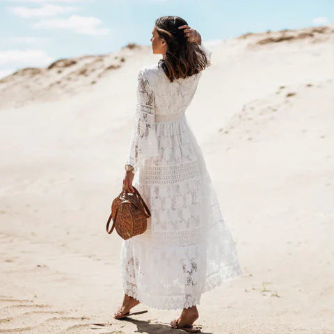 Women's Boho V Neck Flowing Long Sleeve Summer Maxi Dress™ – Müheloser Sommer-Eleganz