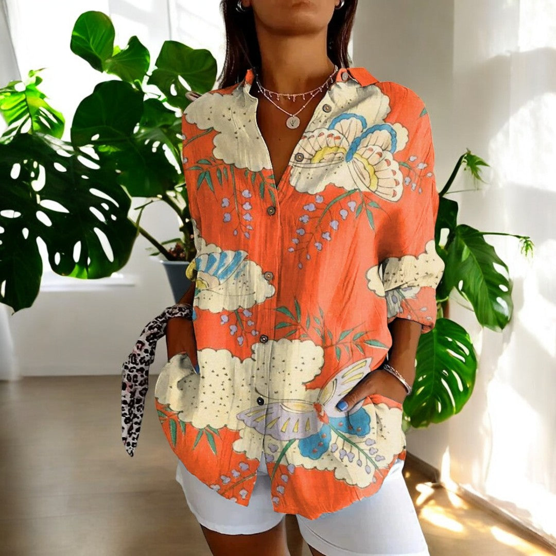 Women's V-Neck Button Blouse Elegant Relaxed Fit Lightweight Work Shirt™ – Zeitlose Eleganz für jeden Anlass