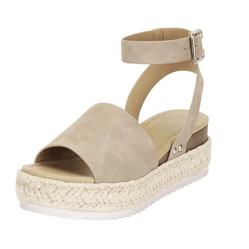 Women's Buckle Ankle Strap Flatform Sandals with Cushioned Sole™ – Ganztägiger Komfort mit stilvoller Höhe