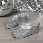 Noa | Women's Platform Flip Flops with Sparkle Sole™ – Stilvolle Höhe mit Glitzer-Effekt