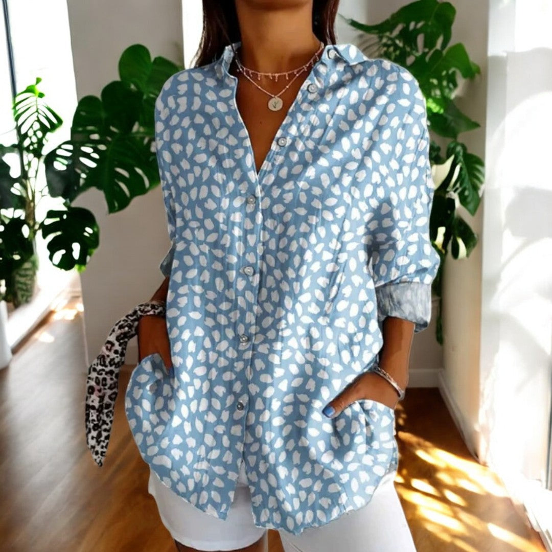 Women's V-Neck Button Blouse Elegant Relaxed Fit Lightweight Work Shirt™ – Zeitlose Eleganz für jeden Anlass
