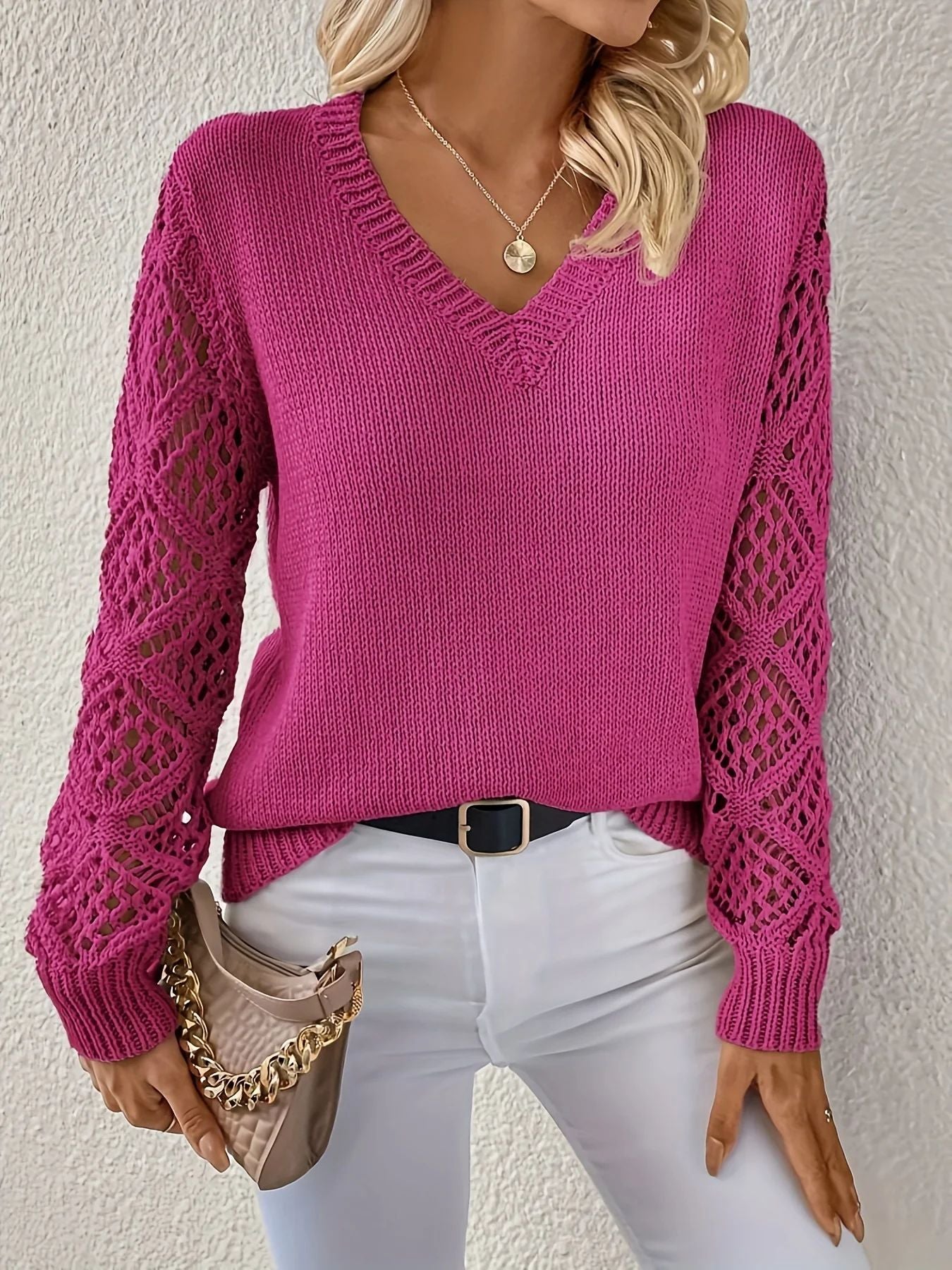 Women's V-Neck Knit Sweater Relaxed Fit Soft Warm Casual Winter Top™ – Kuschelige Wärme trifft auf zeitlose Eleganz