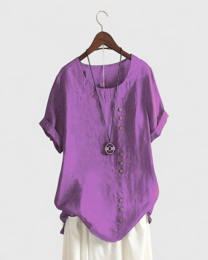 Stylish Asymmetrical Button Blouse™ – Mühelose Eleganz für jeden Tag