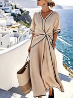 Women's Wrap Style V Neck Relaxed Fit Elegant Midi Dress™ – Zeitlose Eleganz für jeden Anlass
