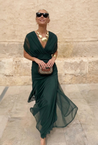 Women's Elegant Maxi Dress with V-Neck and Flowing Fit™ – Zeitlose Eleganz für jeden Anlass