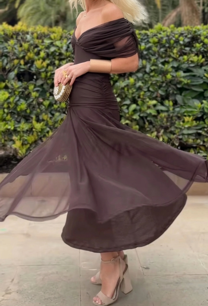 Women's Elegant Maxi Dress with V-Neck and Flowing Fit™ – Zeitlose Eleganz für jeden Anlass