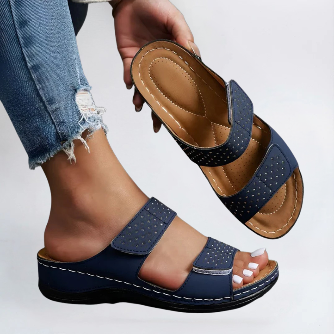 Women's Orthopedic Platform Sandals with Double Strap and Cushioned Sole™ – Ganztägiger Komfort mit stilvoller Eleganz