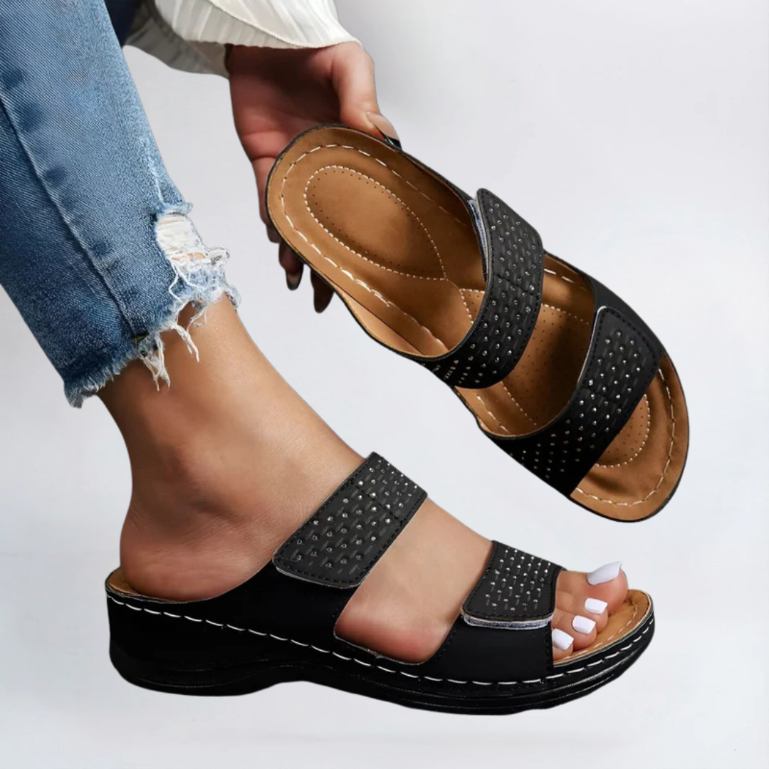 Women's Orthopedic Platform Sandals with Double Strap and Cushioned Sole™ – Ganztägiger Komfort mit stilvoller Eleganz