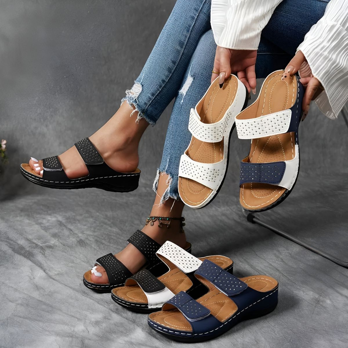 Women's Orthopedic Platform Sandals with Double Strap and Cushioned Sole™ – Ganztägiger Komfort mit stilvoller Eleganz