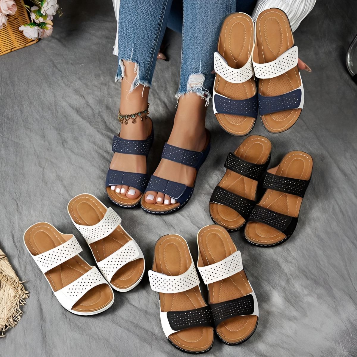 Women's Orthopedic Platform Sandals with Double Strap and Cushioned Sole™ – Ganztägiger Komfort mit stilvoller Eleganz