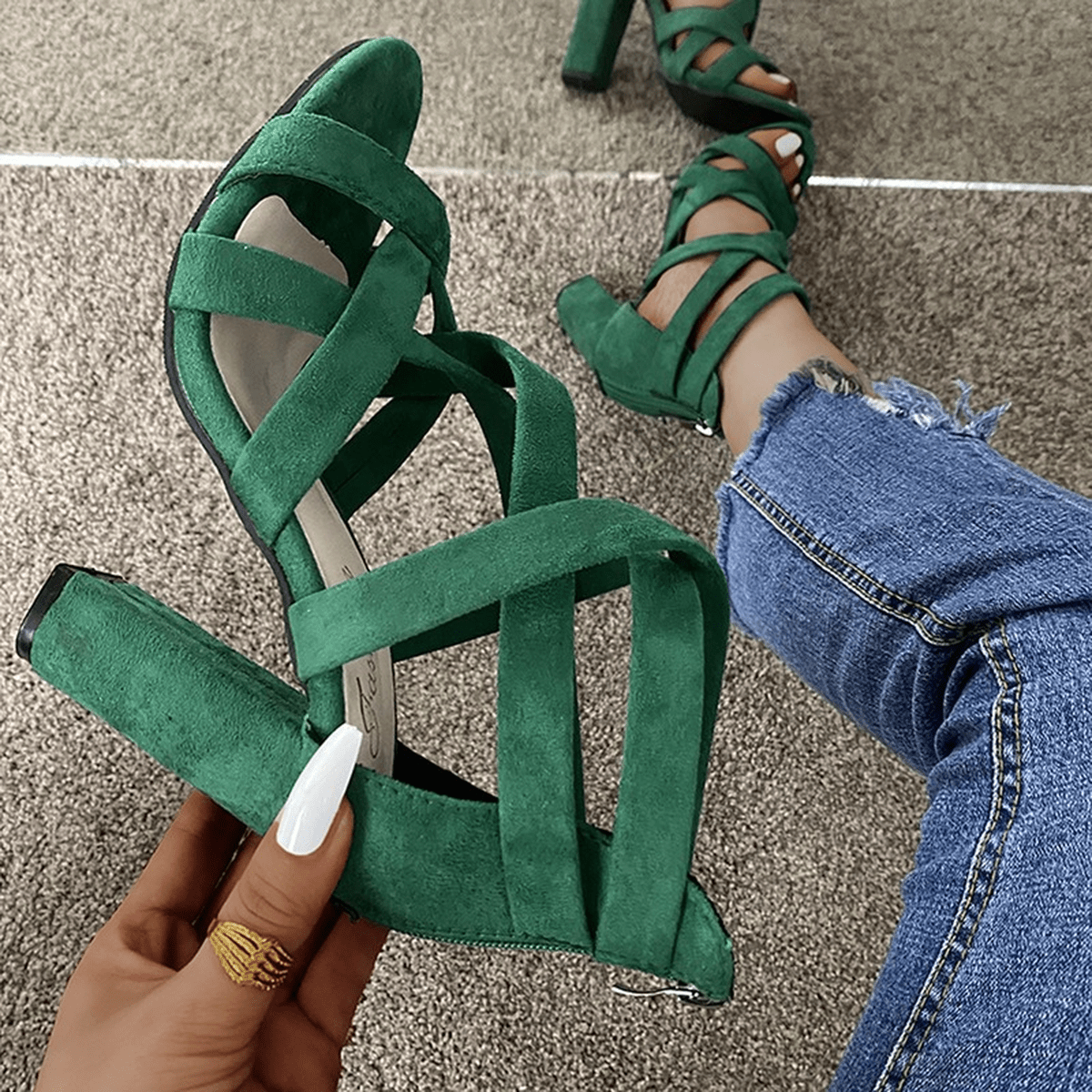 Women's Chunky Heel Strappy Sandals with Open Toe and Secure Fit™ – Stilvoller Komfort für besondere Anlässe