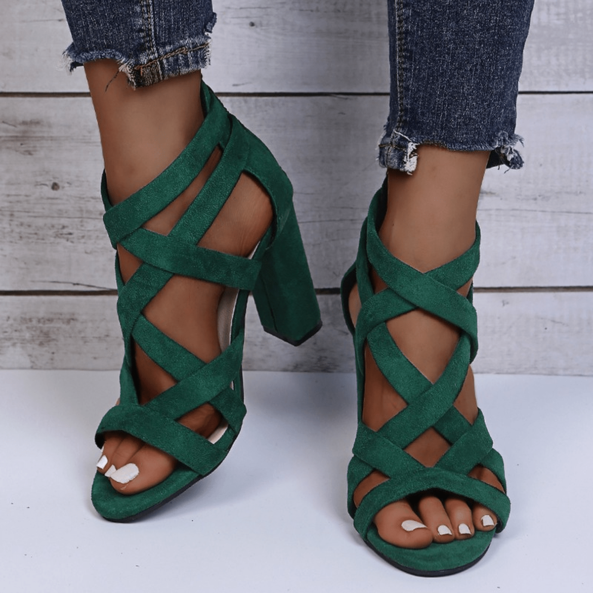 Women's Chunky Heel Strappy Sandals with Open Toe and Secure Fit™ – Stilvoller Komfort für besondere Anlässe