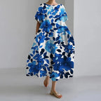 Women's Floral Relaxed Fit Oversized Print Casual Midi Dress™ – Müheloser Komfort mit künstlerischem Blumenmuster