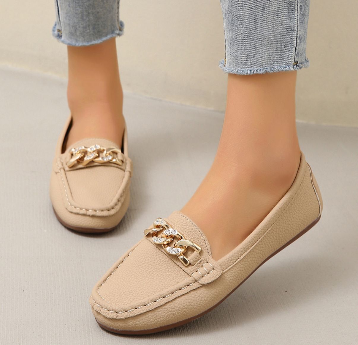Women's Loafers with Diamond Buckle and Flat Wedge Sole™ – Eleganter Komfort für den ganzen Tag