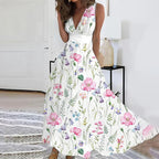 Women's Floral Sleeveless V Neck Elegant Flowing Maxi Dress™ – Zeitlose Eleganz für jeden Anlass