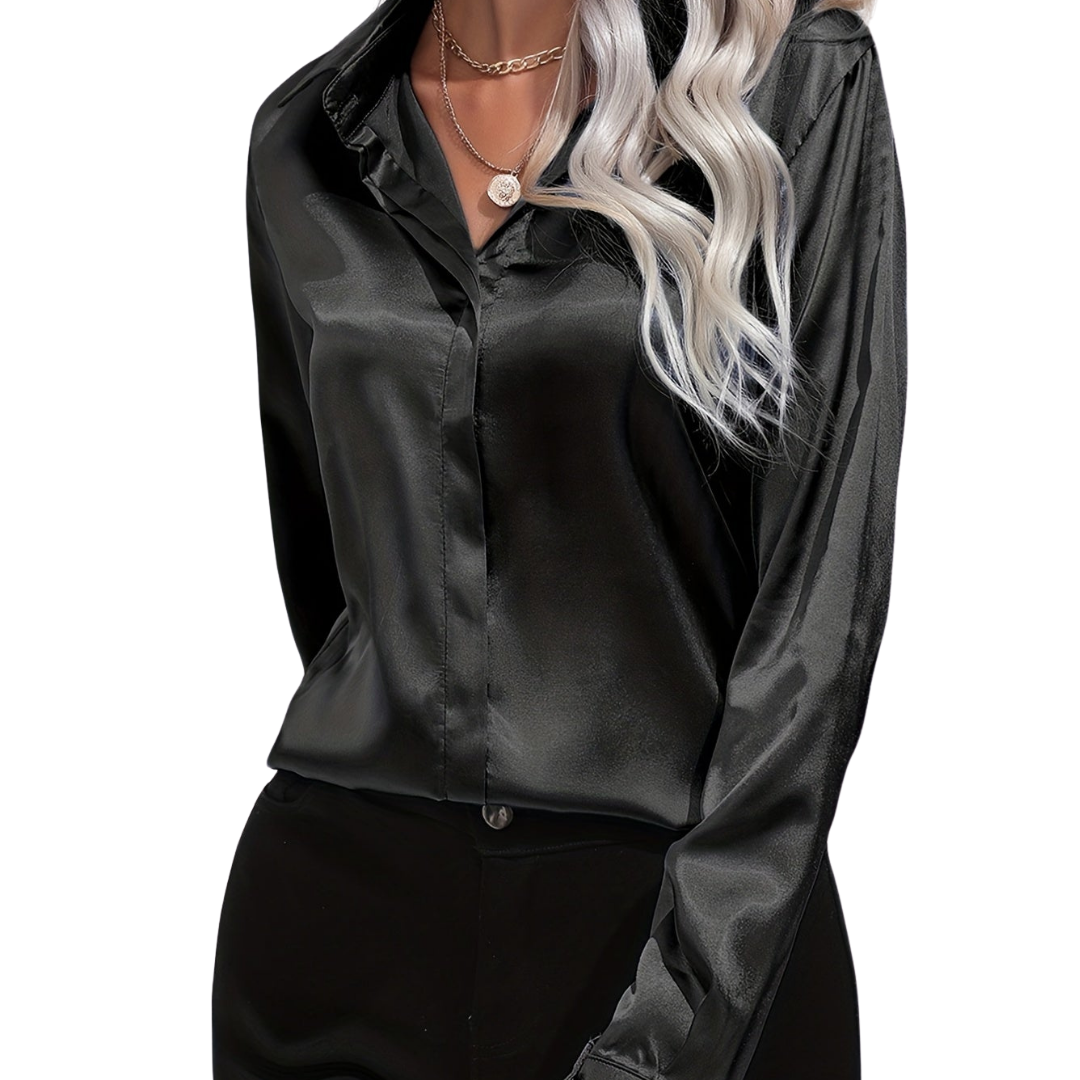 Sarah | Women's Button Down Long Sleeve Satin Blouses™ – Luxuriöse Eleganz für jeden Anlass