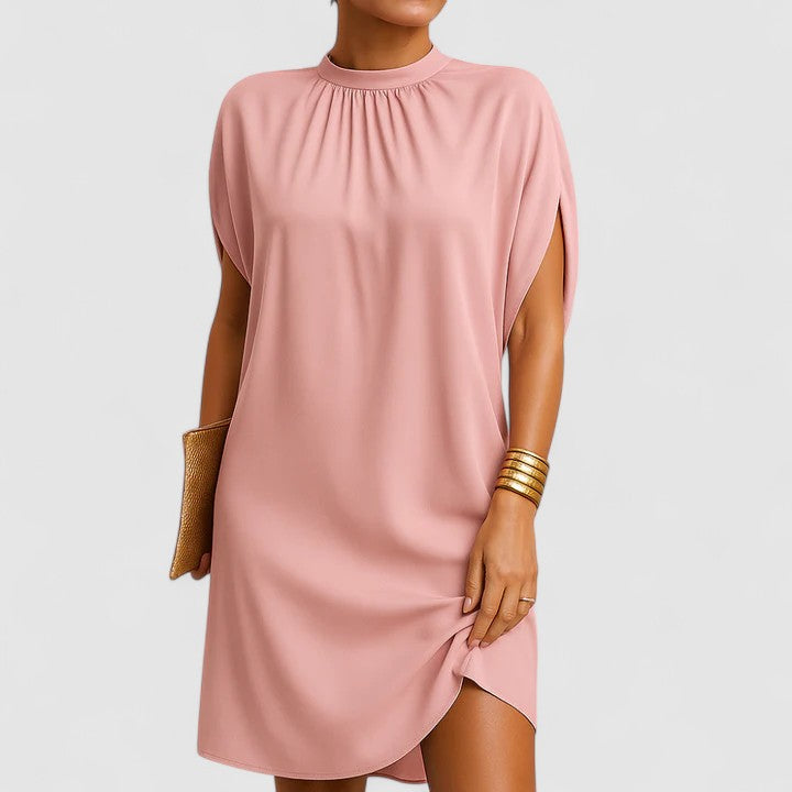 Spring High-Neck Shift Midi Dress™ – Mühelose Eleganz für den Frühling