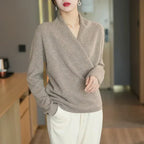 Mabel | Women's Spring Wrap Neck Knit Top™ – Eleganter Frühlingskomfort mit weiblichem Wickelausschnitt