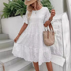Amelie | Women's Eyelet Midi Dress™ – Mühelose Eleganz für warme Tage
