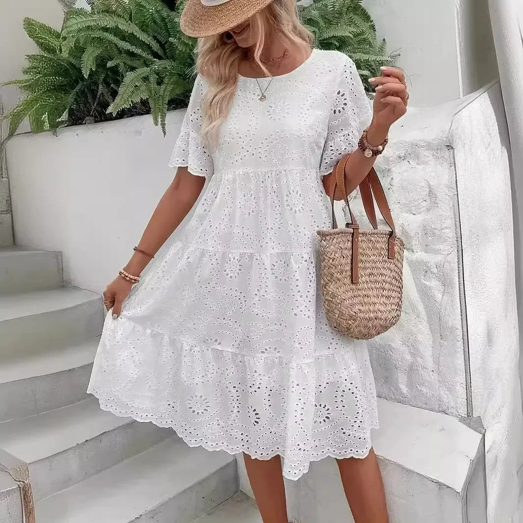 Amelie | Women's Eyelet Midi Dress™ – Mühelose Eleganz für warme Tage