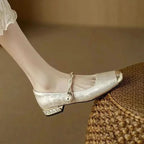 Women's Mary Jane Flats with Pearl Strap and Metallic Toe Cap™ – Zeitlose Eleganz für jeden Anlass
