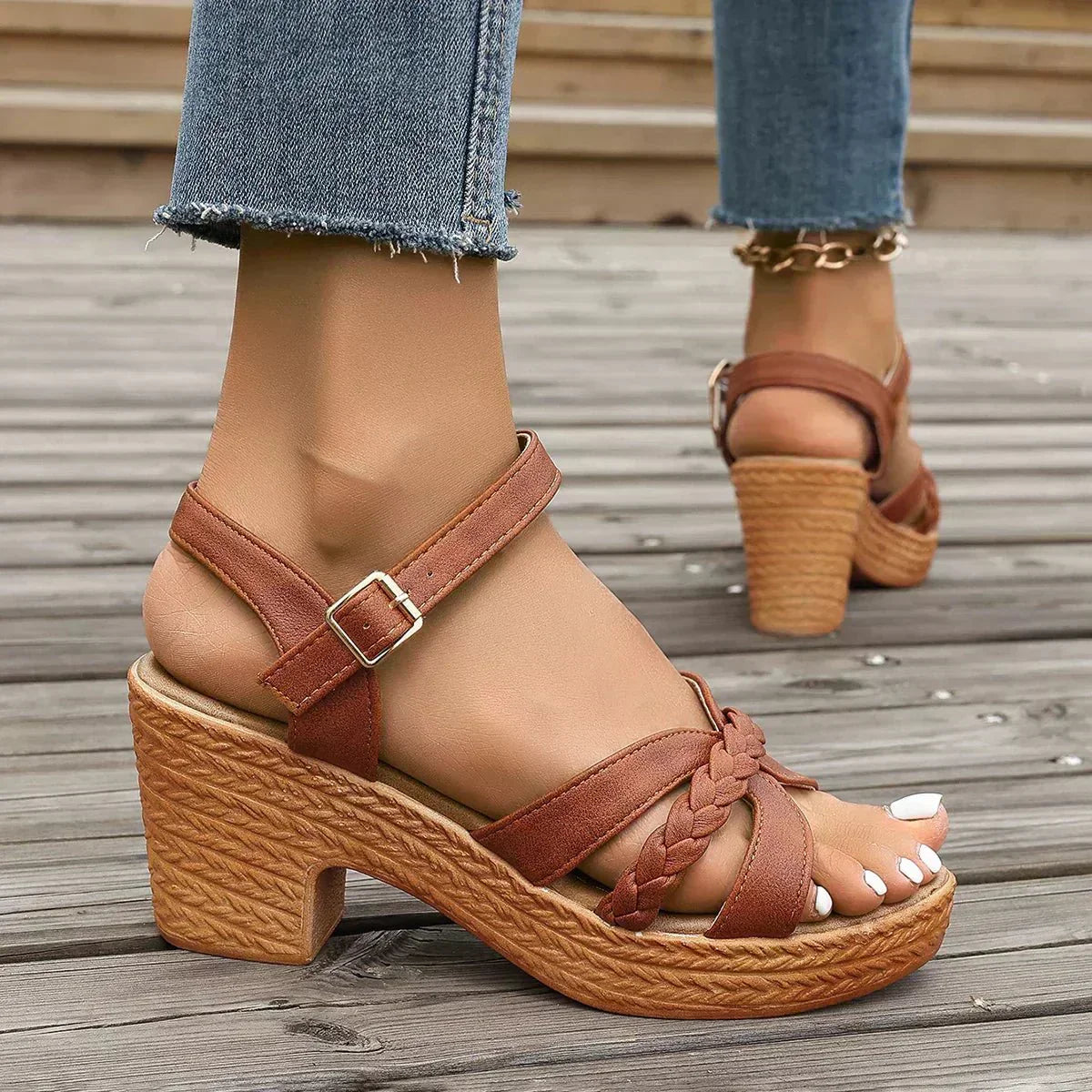 Orthopädische Plateau Sandalen für Damen mit gepolsterter Sohle und verstellbaren Riemen™ – Eleganter Komfort für den ganzen Tag