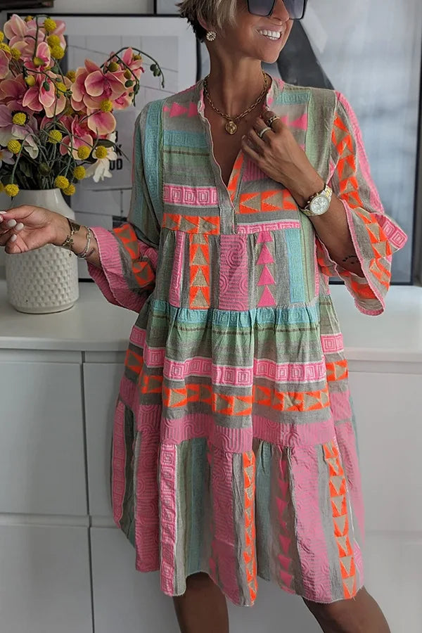 Women's Boho Printed Relaxed Fit Comfortable Midi Dress™ – Mühelose Eleganz für jeden Tag