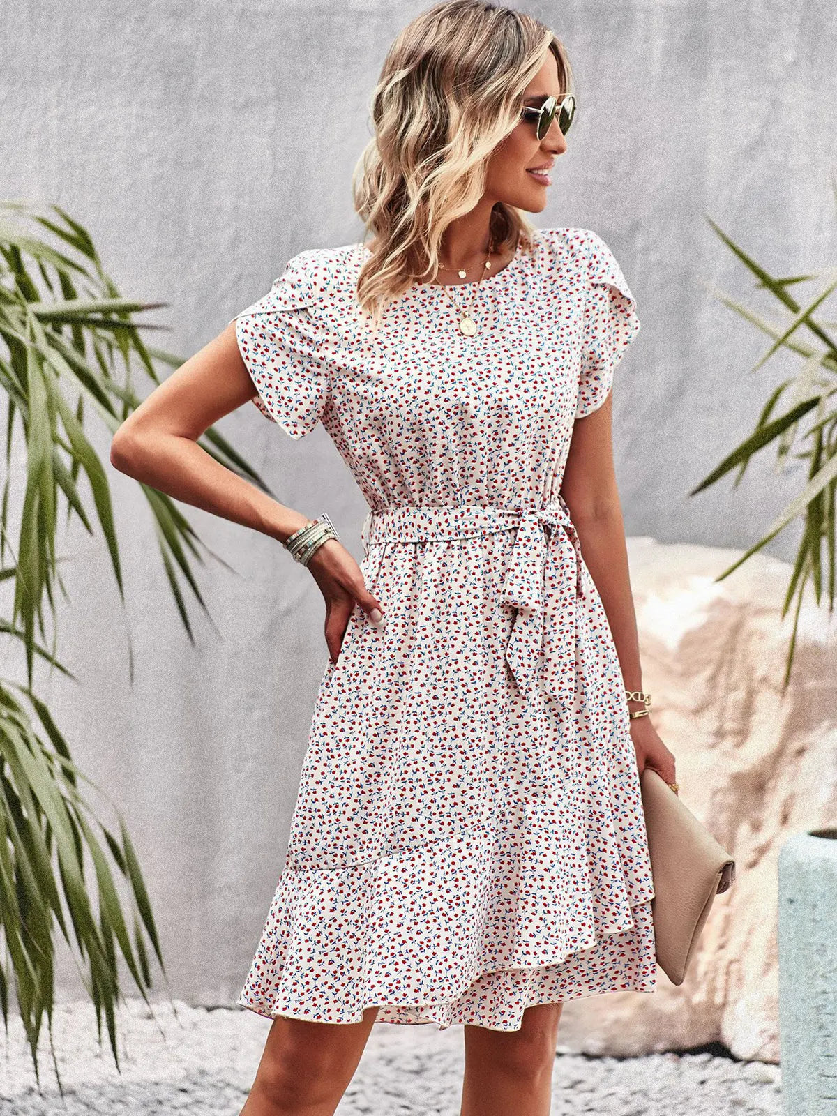 Floral Pleated Dress With Elegant Comfortable Fit for Women™ – Elegante Vielseitigkeit für jeden Anlass