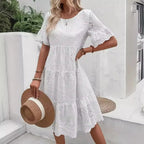 Amelie | Women's Eyelet Midi Dress™ – Mühelose Eleganz für warme Tage