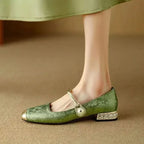 Women's Mary Jane Flats with Pearl Strap and Metallic Toe Cap™ – Zeitlose Eleganz für jeden Anlass