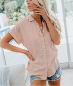 Women's Button Front Short Sleeve Blouse Relaxed Fit Lightweight Casual Summer Shirt™ – Mühelose Eleganz für den Alltag