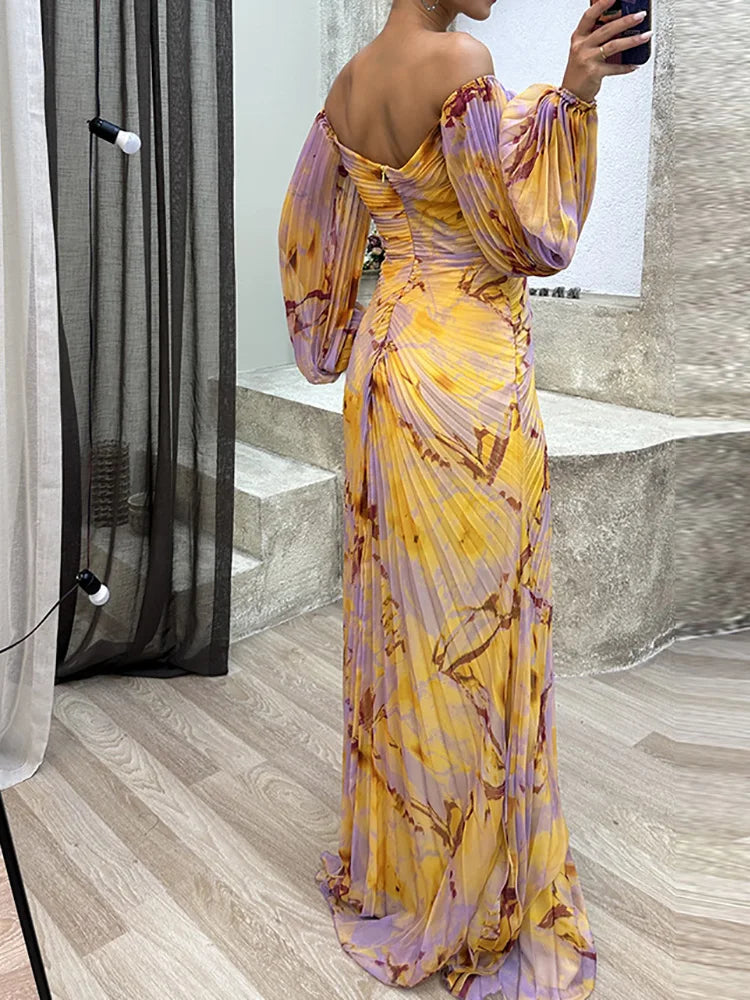 Women's Off Shoulder Pleated Elegant Flowing Maxi Dress™ – Elegante Weiblichkeit für besondere Anlässe