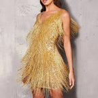 Women's Fringe Feather Sleeveless Elegant Party Mini Dress™ – Glamouröse Eleganz für besondere Anlässe