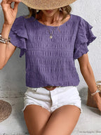 Women's Ruffle Sleeve Pleated Blouse Slim Fit Lightweight Summer Casual Top™ – Feminine Eleganz für Jeden Tag