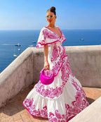Women's Floral Ruffle V Neck Elegant Flowing Maxi Dress™ – Zeitlose Eleganz mit femininem Rüschen-Detail