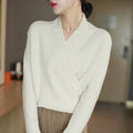 Mabel | Women's Spring Wrap Neck Knit Top™ – Eleganter Frühlingskomfort mit weiblichem Wickelausschnitt