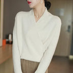 Mabel | Women's Spring Wrap Neck Knit Top™ – Eleganter Frühlingskomfort mit weiblichem Wickelausschnitt