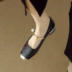 Square-Toe Orthopedic Embellished Flats™ – Elegante Unterstützung für den ganzen Tag