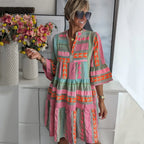 Women's Boho Printed Relaxed Fit Comfortable Midi Dress™ – Mühelose Eleganz für jeden Tag