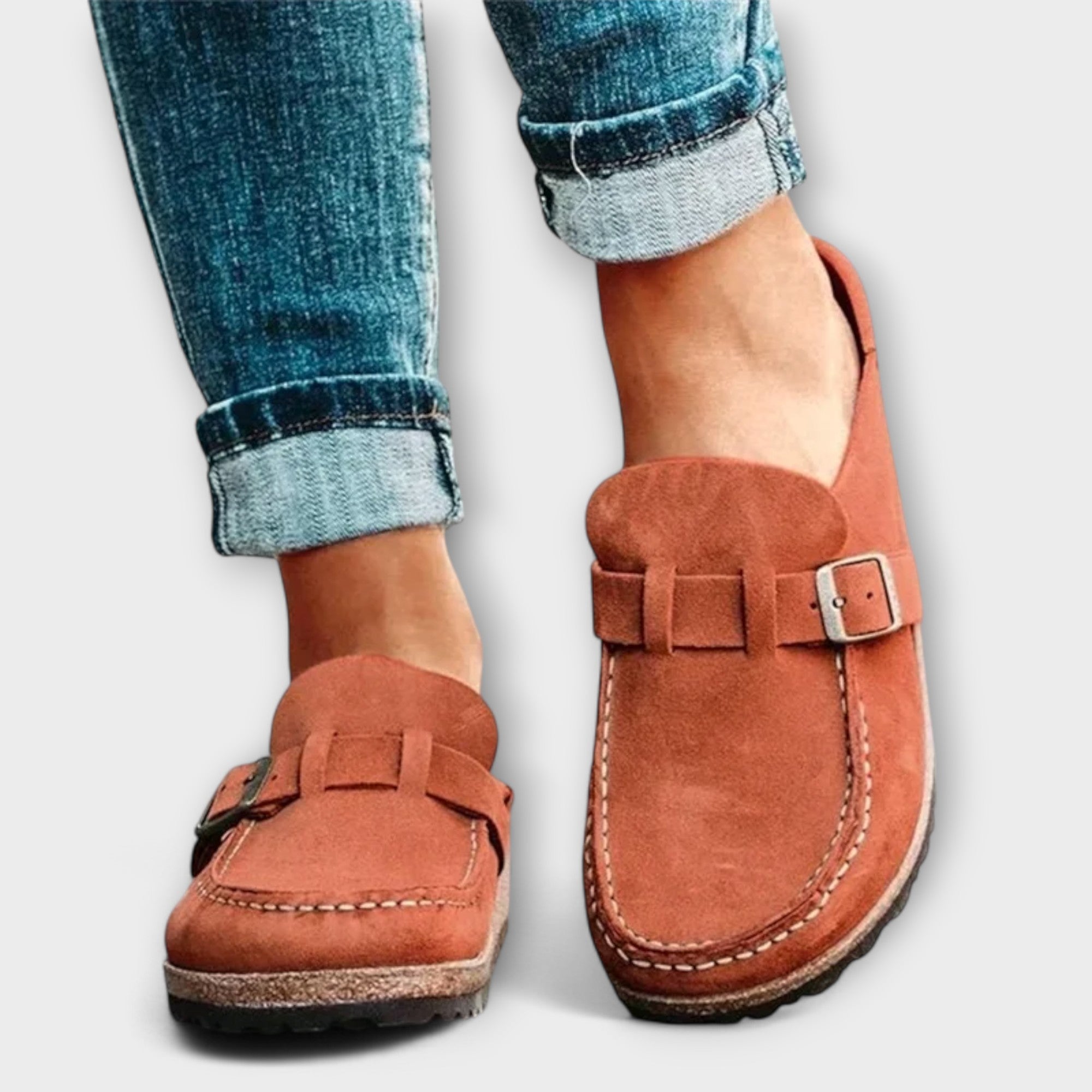 Orthopädische Slip-On Mokassins für Damen mit gepolsterter Einlegesohle und Schnallen-Detail™ – Eleganter Komfort für jeden Tag
