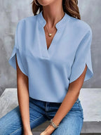 Women's Elegant V-Neck Blouse Relaxed Fit Lightweight Casual Work Top™ – Zeitlose Eleganz für jeden Anlass